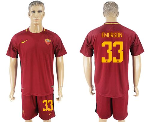 Roma #33 Emerson Red Home Soccer Club Jersey - Click Image to Close